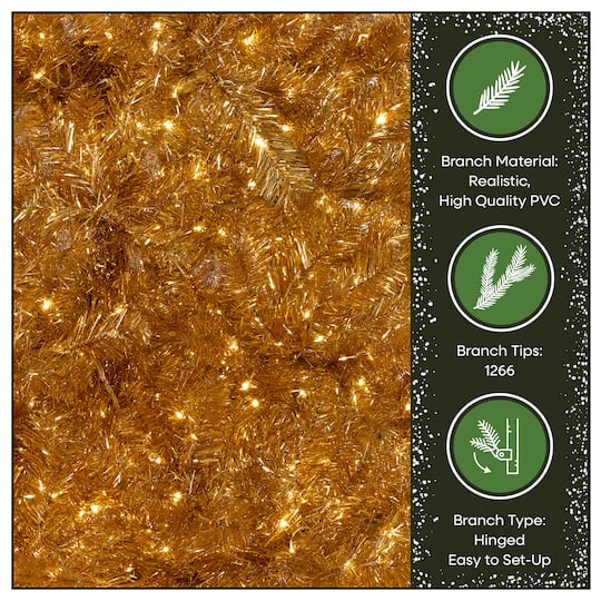 7.5ft. Pre-Lit True Gold Metallic Artificial Christmas Tree, Clear LED Infinity Lights®